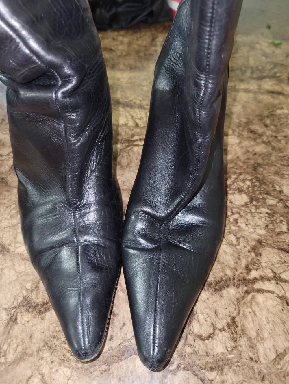 Manolo Blahnik Lambskin Leather Black Ankle Booties 36.5